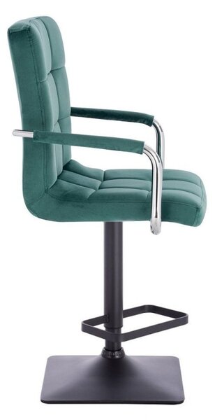 LuxuryForm DESIGN Barová židle VERONA VELUR na černé hranaté podstavě - zelená