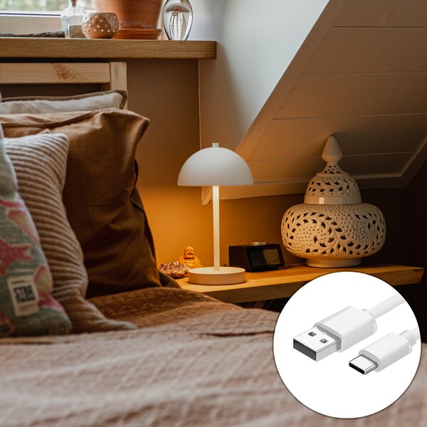 Venkovní stolní lampa bílá dobíjecí vč. LED s 3-stupňovým stmíváním - Keira