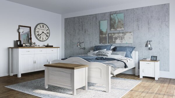 Manželská postel Merlin 2 - masiv borovice 180x200, Odstín: Borovice přírodní