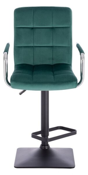 LuxuryForm DESIGN Barová židle VERONA VELUR na černé hranaté podstavě - zelená