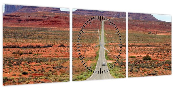 Obraz - U.S. Route 163 (s hodinami) (90x30 cm)