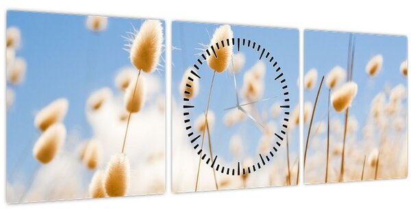 Obraz - Zlaté pole (s hodinami) (90x30 cm)