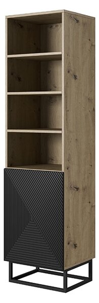 Regál Asha 50 cm na kovovém podstavci - dub artisan / černý mat
