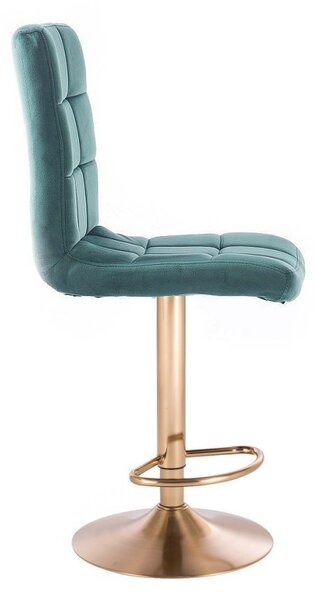 LuxuryForm DESIGN Barová židle TOLEDO VELUR na zlatém talíři - zelená