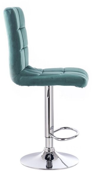 LuxuryForm DESIGN Barová židle TOLEDO VELUR na stříbrném talíři - zelená
