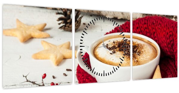 Obraz - Cappuccino (s hodinami) (90x30 cm)