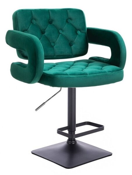 LuxuryForm DESIGN Barová židle ADRIA VELUR na černé hranaté podstavě - zelená