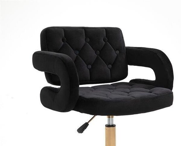 LuxuryForm DESIGN Barová židle ADRIA VELUR s kulatou stříbrnou podstavou - černá