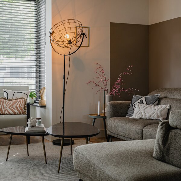 Průmyslová stojací lampa černá 50 cm nastavitelná - Hanze