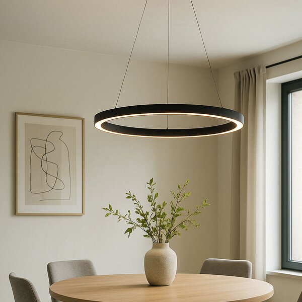 Závěsné svítidlo černé 60 cm vč. LED 3-stupňové stmívání - Girello
