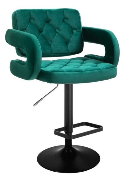 LuxuryForm DESIGN Barová židle ADRIA VELUR na černé kulaté podstavě - zelená