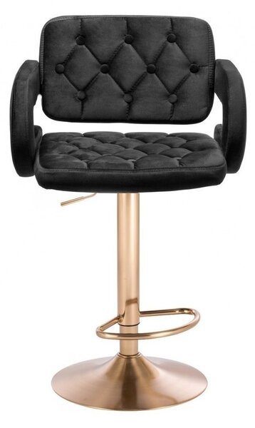 LuxuryForm DESIGN Barová židle ADRIA VELUR na zlaté kulaté podstavě - černá