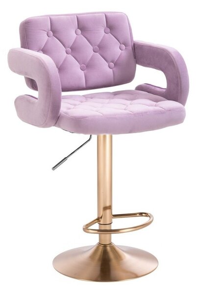 LuxuryForm DESIGN Barová židle ADRIA VELUR na zlaté kulaté podstavě - levandule