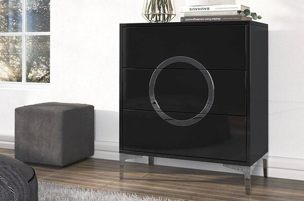Černá moderní komoda Britt 3S