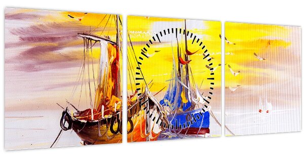 Obraz - Malba lodí (s hodinami) (90x30 cm)