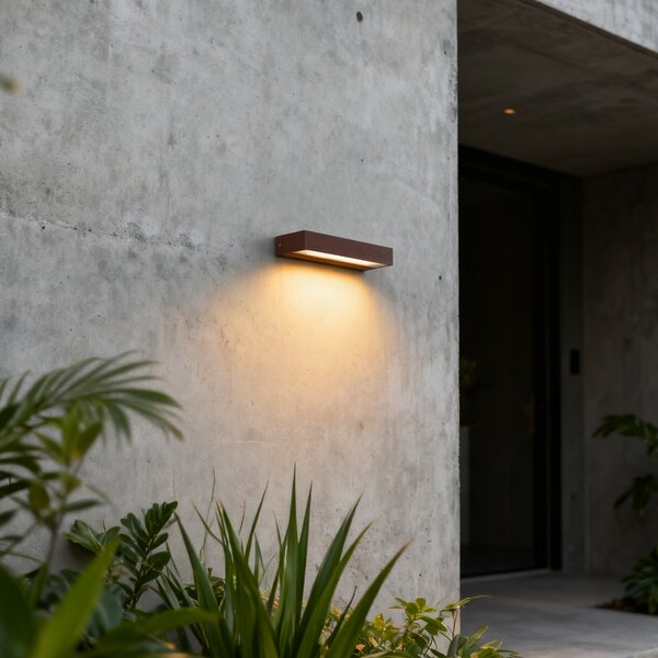 Moderní nástěnné svítidlo rezavě hnědé 22 cm vč. LED IP65 - Hannah