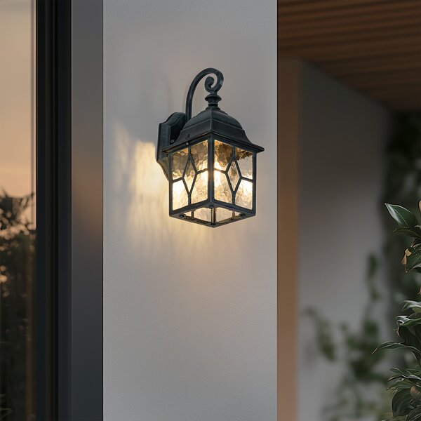 Romantická venkovní nástěnná lampa tmavě zelená - London