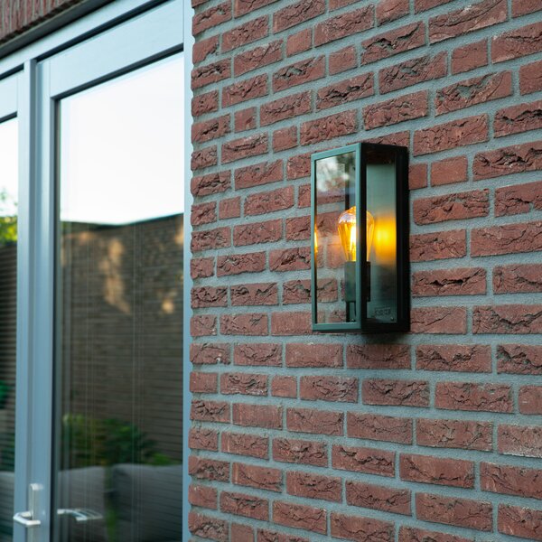 Průmyslová venkovní nástěnná lampa tmavě zelená se sklem IP44 - Rotterdam