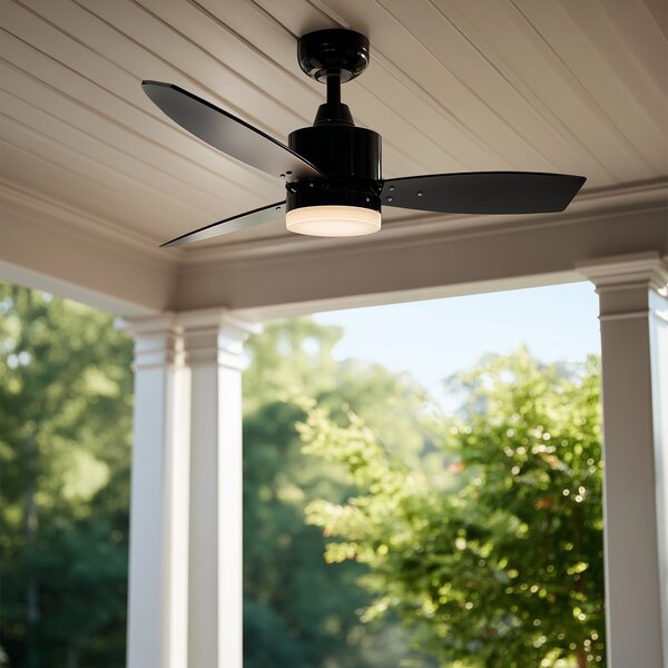 Venkovní stropní ventilátor černý 91,3 cm vč. LED stmívatelný s dálkovým ovládáním IP44 - Toledo