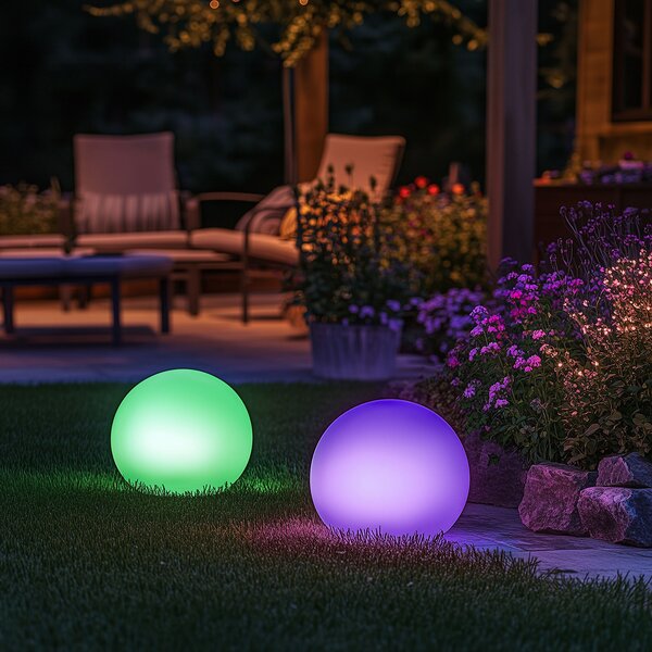 Venkovní lampa bílá 30 cm vč. LED IP44 solární RGBW - Ludger