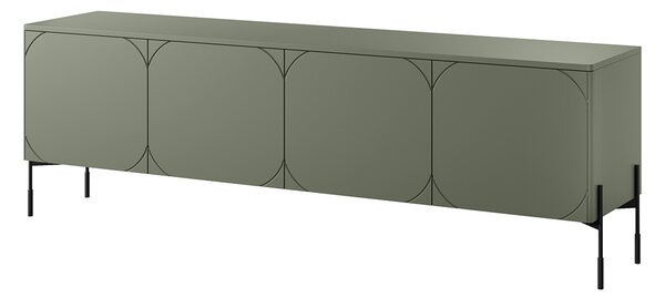 TV stolek Sonatia 200 cm s ukrytou zásuvkou - olivová