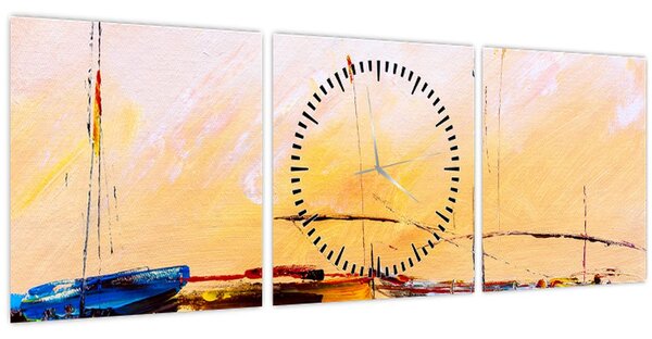 Obraz - Malba lodí (s hodinami) (90x30 cm)