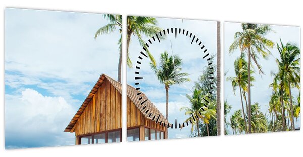 Obraz - Pláž (s hodinami) (90x30 cm)