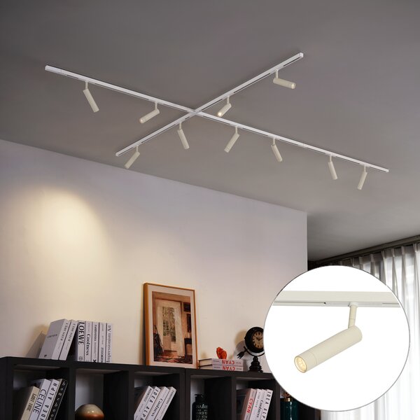 Moderní kolejnicový systém s 10 reflektory béžové a bílé 1-fázový - Slimline Uzzy