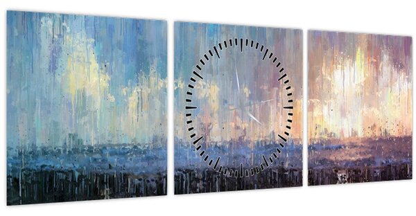 Obraz - Abstrakce (s hodinami) (90x30 cm)