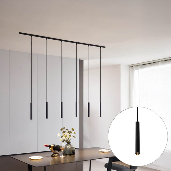 Moderní kolejnicový systém se 6 černými závěsnými světly 1-fázový - Slimline Keno