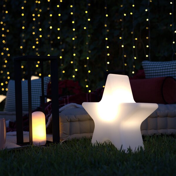 Vánoční stojací lampa bílá 45 cm včetně dobíjecího solárního RGBW LED - Nova