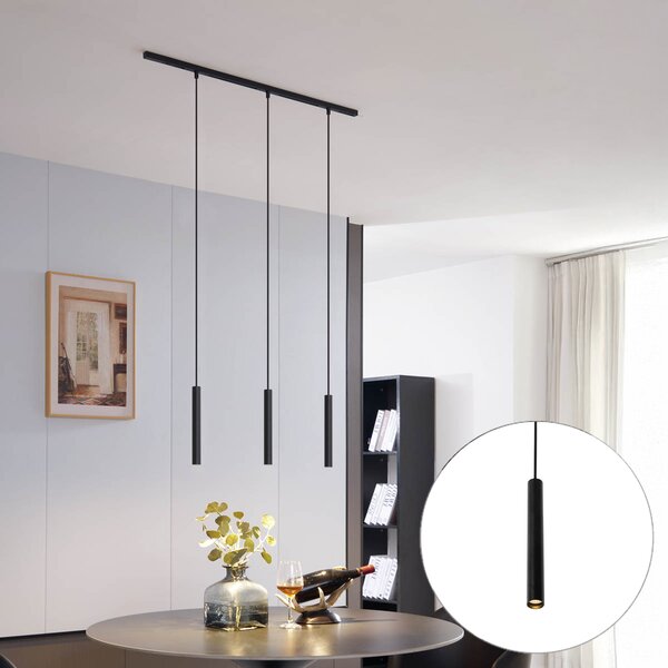 Moderní kolejnicový systém se 3 černými závěsnými světly 1-fázový - Slimline Keno