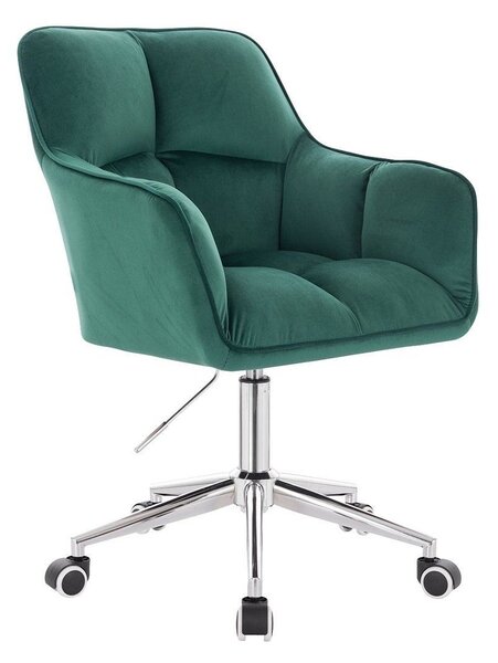 LuxuryForm DESIGN Křeslo AMALFI VELUR na stříbrné podstavě s kolečky - zelené