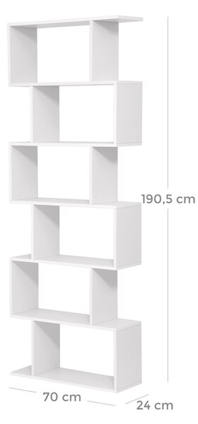Songmics Designový regál 6 polic bílý