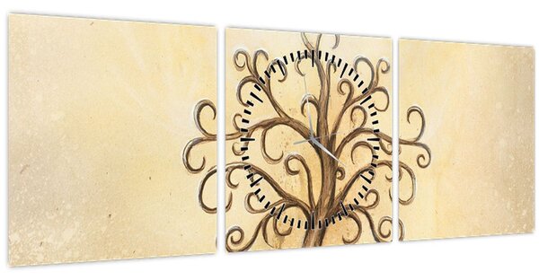 Obraz - Strom života (s hodinami) (90x30 cm)