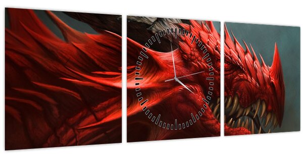 Obraz - Drak (s hodinami) (90x30 cm)