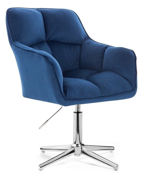 LuxuryForm DESIGN Křeslo AMALFI VELUR na stříbrném kříži - modré