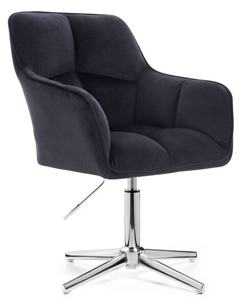 LuxuryForm DESIGN Křeslo AMALFI VELUR na stříbrném kříži - černé