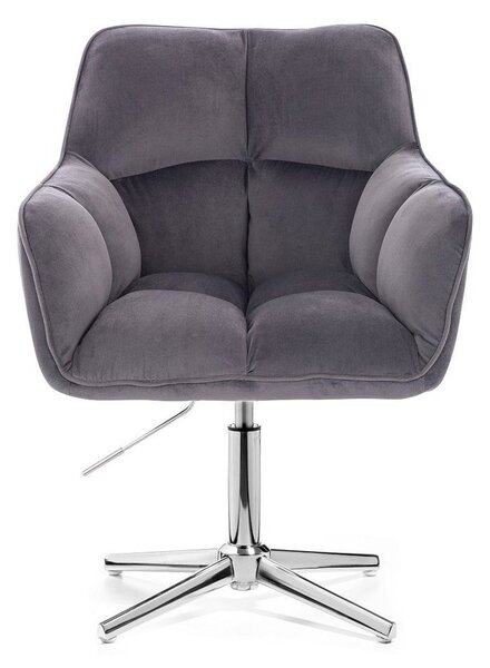 LuxuryForm DESIGN Křeslo AMALFI VELUR na stříbrném kříži - tmavě šedé