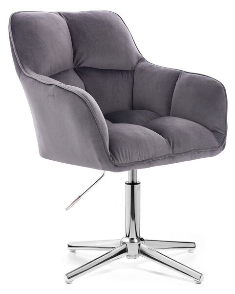 LuxuryForm DESIGN Křeslo AMALFI VELUR na stříbrném kříži - tmavě šedé
