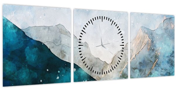 Obraz - Kresba hor (s hodinami) (90x30 cm)