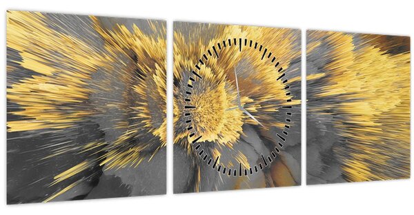 Obraz - Zlatá expanze (s hodinami) (90x30 cm)