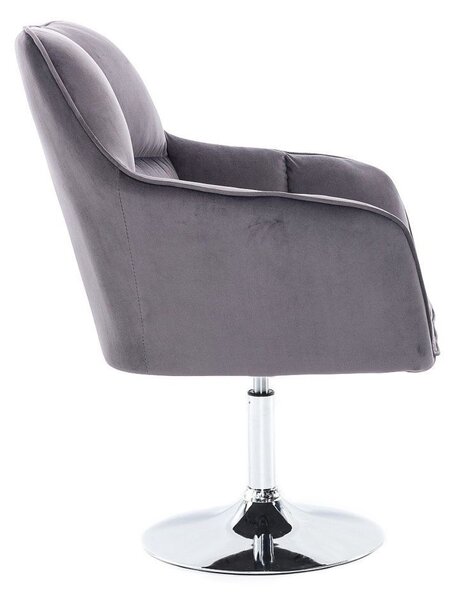 LuxuryForm DESIGN Křeslo AMALFI VELUR na stříbrném talíři - tmavě šedé