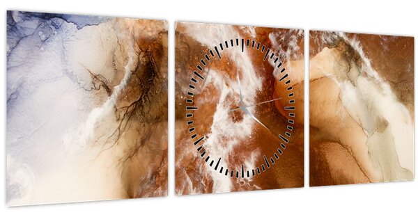 Obraz - Mramorová abstrakce (s hodinami) (90x30 cm)