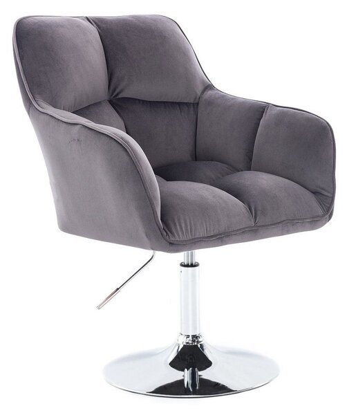 LuxuryForm DESIGN Křeslo AMALFI VELUR na stříbrném talíři - tmavě šedé