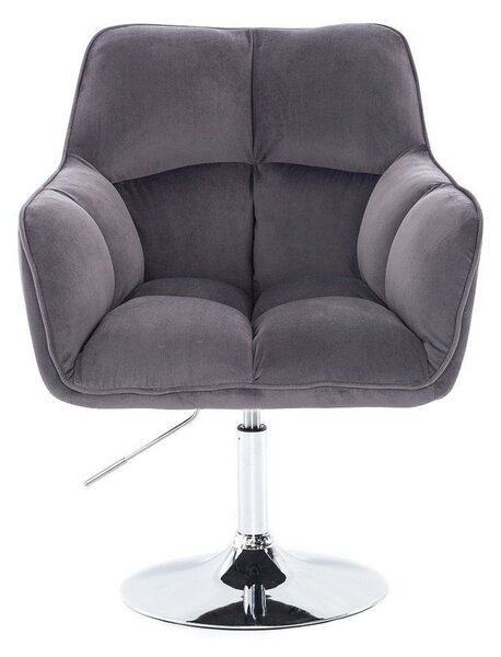 LuxuryForm DESIGN Křeslo AMALFI VELUR na stříbrném talíři - tmavě šedé