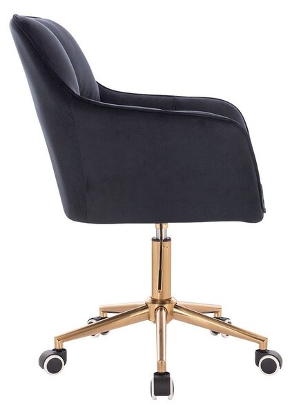 LuxuryForm DESIGN Křeslo AMALFI VELUR na zlaté podstavě s kolečky - černé