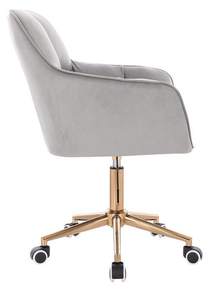 LuxuryForm DESIGN Křeslo AMALFI VELUR na zlaté podstavě s kolečky - světle šedé