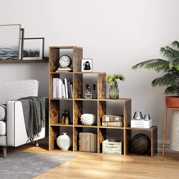 Songmics Regál schody hnědý 130 x 130 x 29 cm