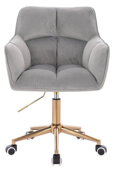 LuxuryForm DESIGN Křeslo AMALFI VELUR na zlaté podstavě s kolečky - světle šedé